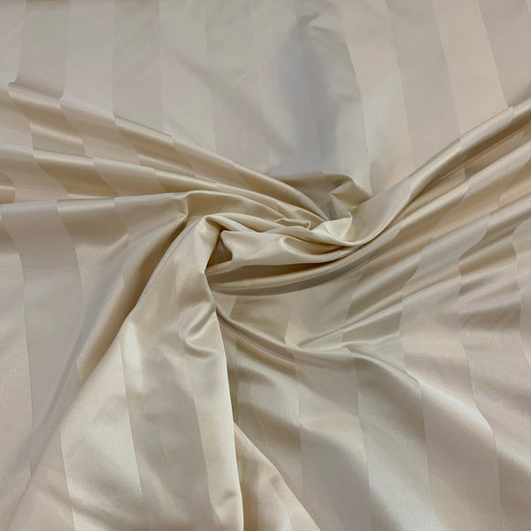 Striped Silk Duchess Satin Fabric - Ivory on Ivory
