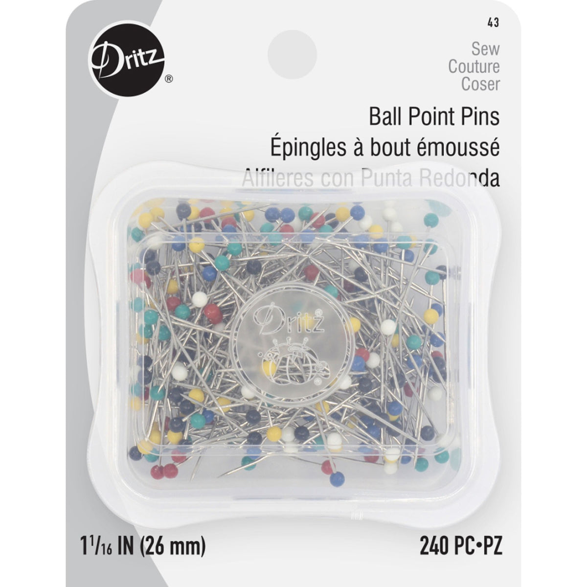Dritz Ball Point Pins size 17 240 per pack Stitches