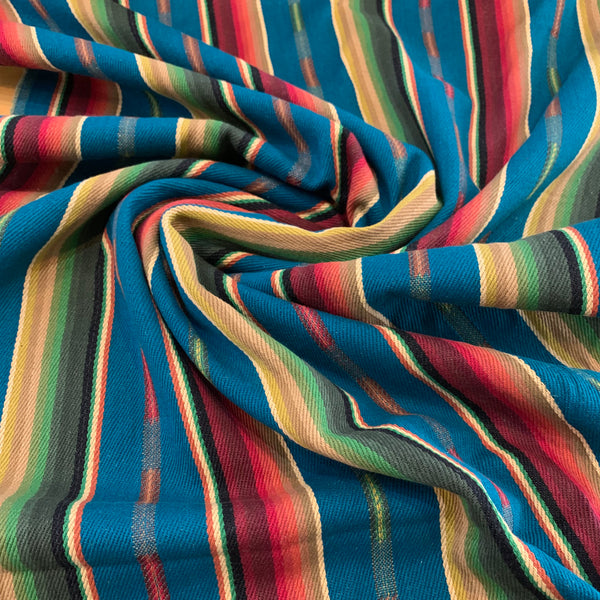 Mexican Style Heavy Weight Cotton Woven Fabric - Teal Rust Mustard (Jewel Tones)