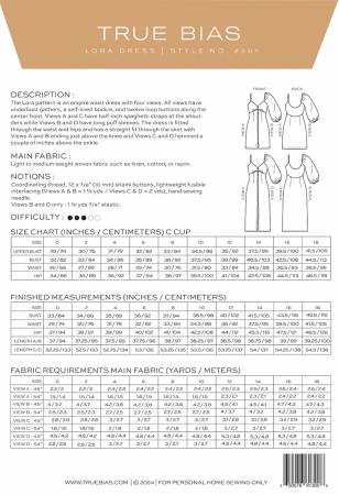 Lora Dress Pattern - sizes 0-18