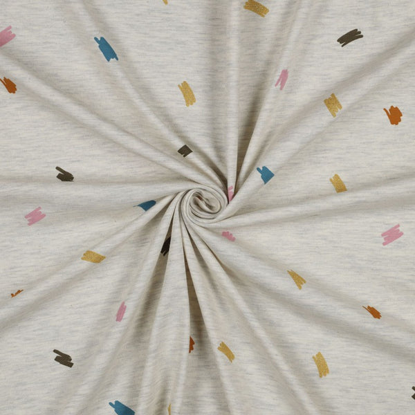 Glitter Scribbles Cotton Poly Jersey Fabric - Grey
