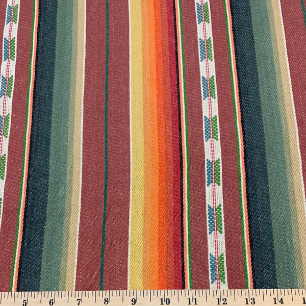 Aztec Style Cotton Heavy Weight Cotton Woven Fabric - Terra Cotta & Catus