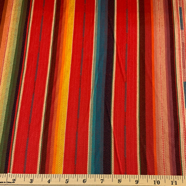 Midweight Serape Weave Cotton Fabric - Reds Blues & Oranges