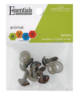 EBL Safety Eyes 12mm With Washer Brown 6pc
