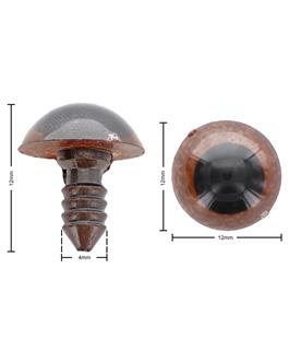 EBL Animal Eyes With Washers 15mm Brown 4pc
