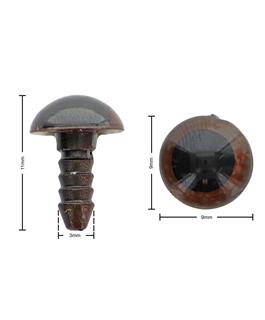 EBL Safety Eyes Solid Animal 9mm With Washer Brown 6pc