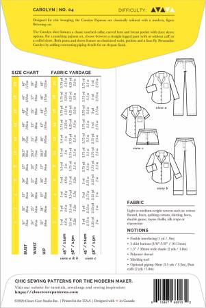 Carolyn Pajamas Pattern - sizes 0-20