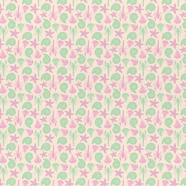 Dinosaur Stories Fossil Cotton Fabric - Pink 120-0712