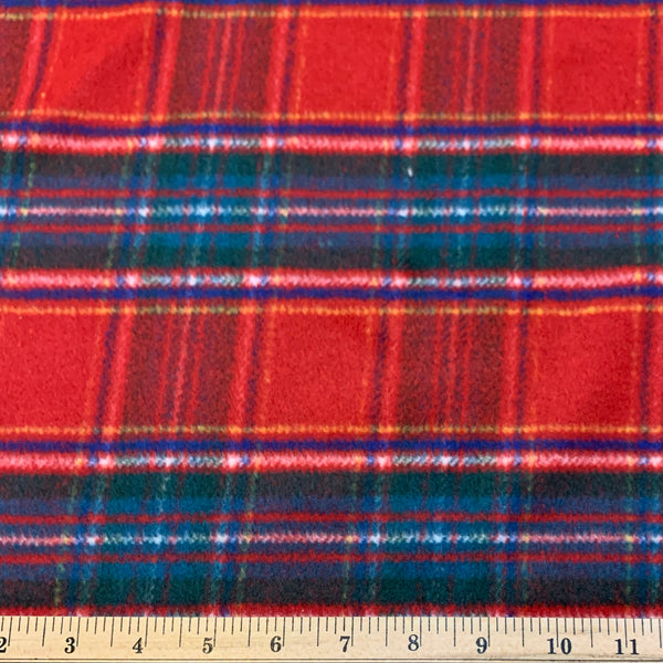 Wool Blend Plaid Coating Fabric - Red Blue & Green