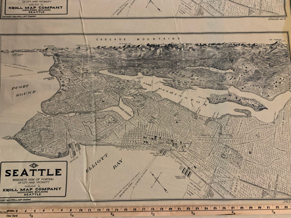 Seattle Area Kroll Map Cotton Fabric