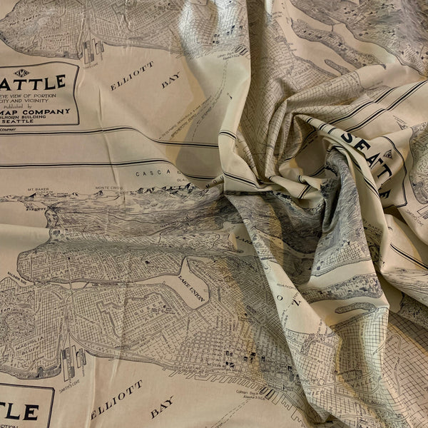 Seattle Area Kroll Map Cotton Fabric