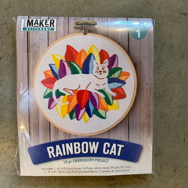 Rainbow Cat Embroidery Kit