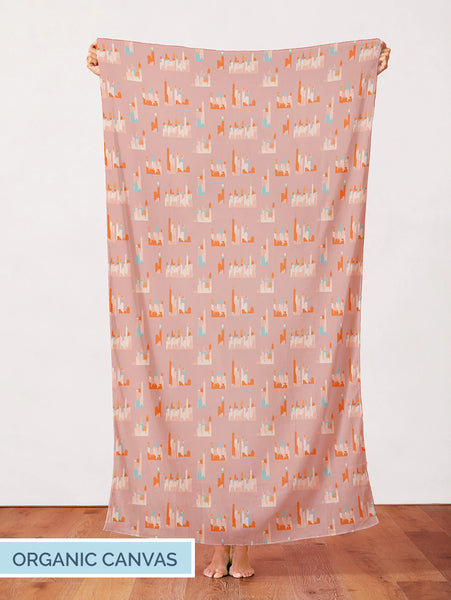 Sky Gazing Sky Scrapper Organic Cotton Canvas Fabric - Pink 360-2292
