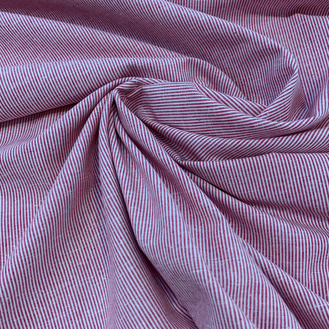 Striped Chambray Cotton Fabric - Red