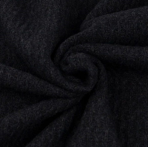 Texture Weave Wool Coating Fabric - Charcoal