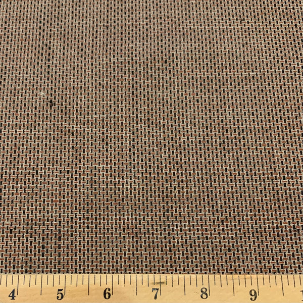 Basket Weave Linen Fabric - Black and Rust