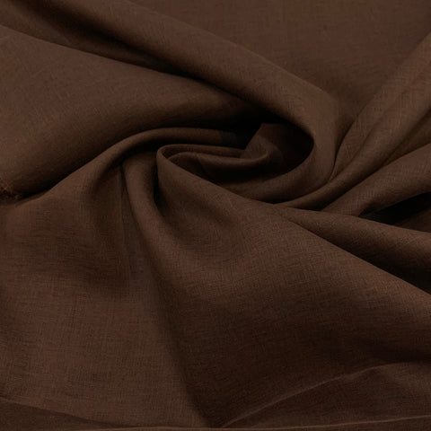 Two Tone Midweight Linen Fabric - Chocolate and Black