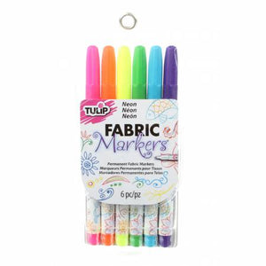 Tulip Fine Tip Neon 6 Pack Fabric Markers