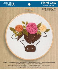 Floral Highland Cow Embroidery Kit