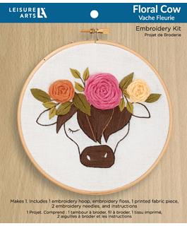 Floral Highland Cow Embroidery Kit