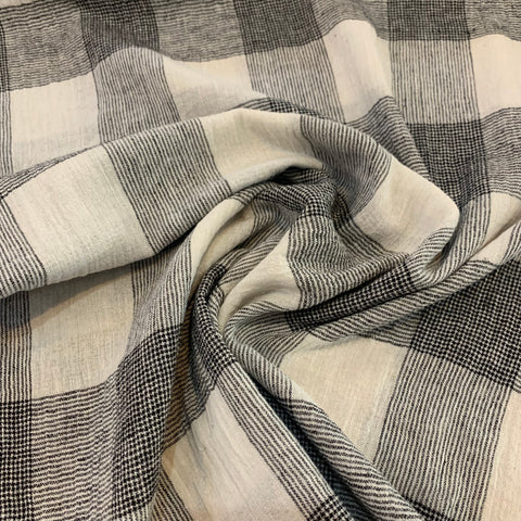 Loose Weave Plaid Linen Cotton Blend Fabric