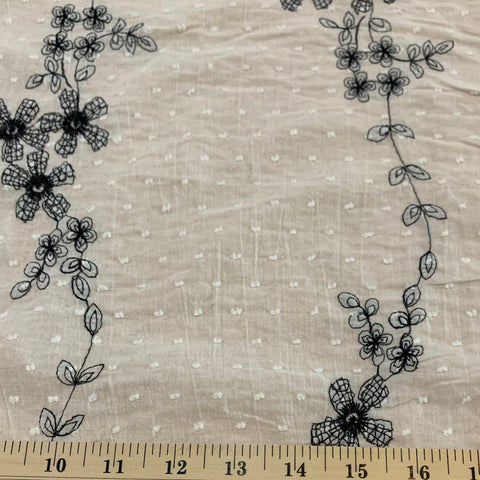 Embroidered Cotton Lawn Swiss Dot Fabric - White