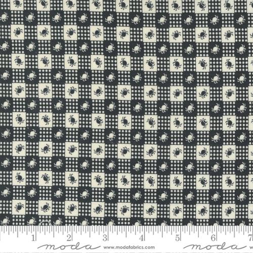 Owl O Ween Spider Gingham Cotton Fabric - Midnight 31194 17