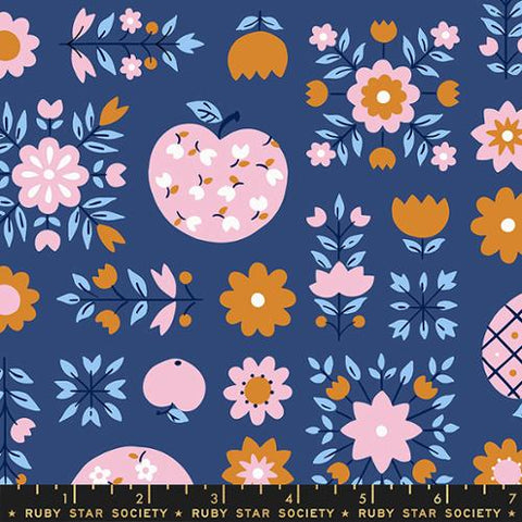 Lil Calico Apples Cotton Fabric - Bluebell RS3054 13