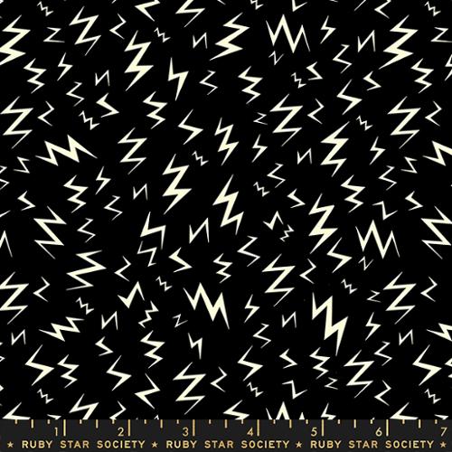 Tiny Frights Lightning Cotton Fabric - Black RS5116 19G