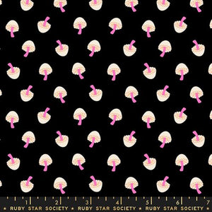 Tiny Frights Tiny Mushrooms Cotton Fabric - Black RS5118 15