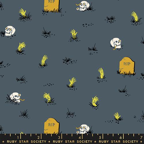 Tiny Frights Graveyard Cotton Fabric - Ghostly RS5122 16G