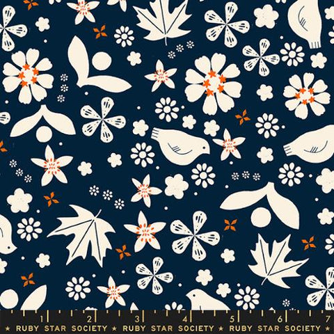 Sugar Maple Pollinator Cotton Fabric - Navy RS4091 16