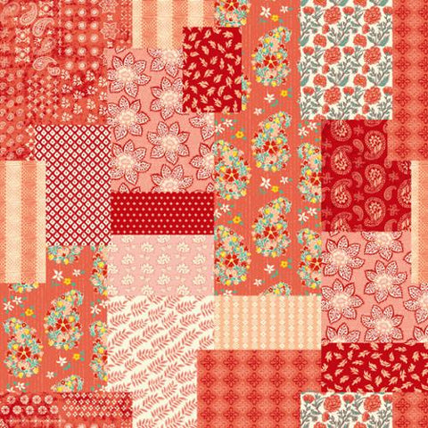 Cadence Patchwork Cotton Fabric - Persimmon 11919 11