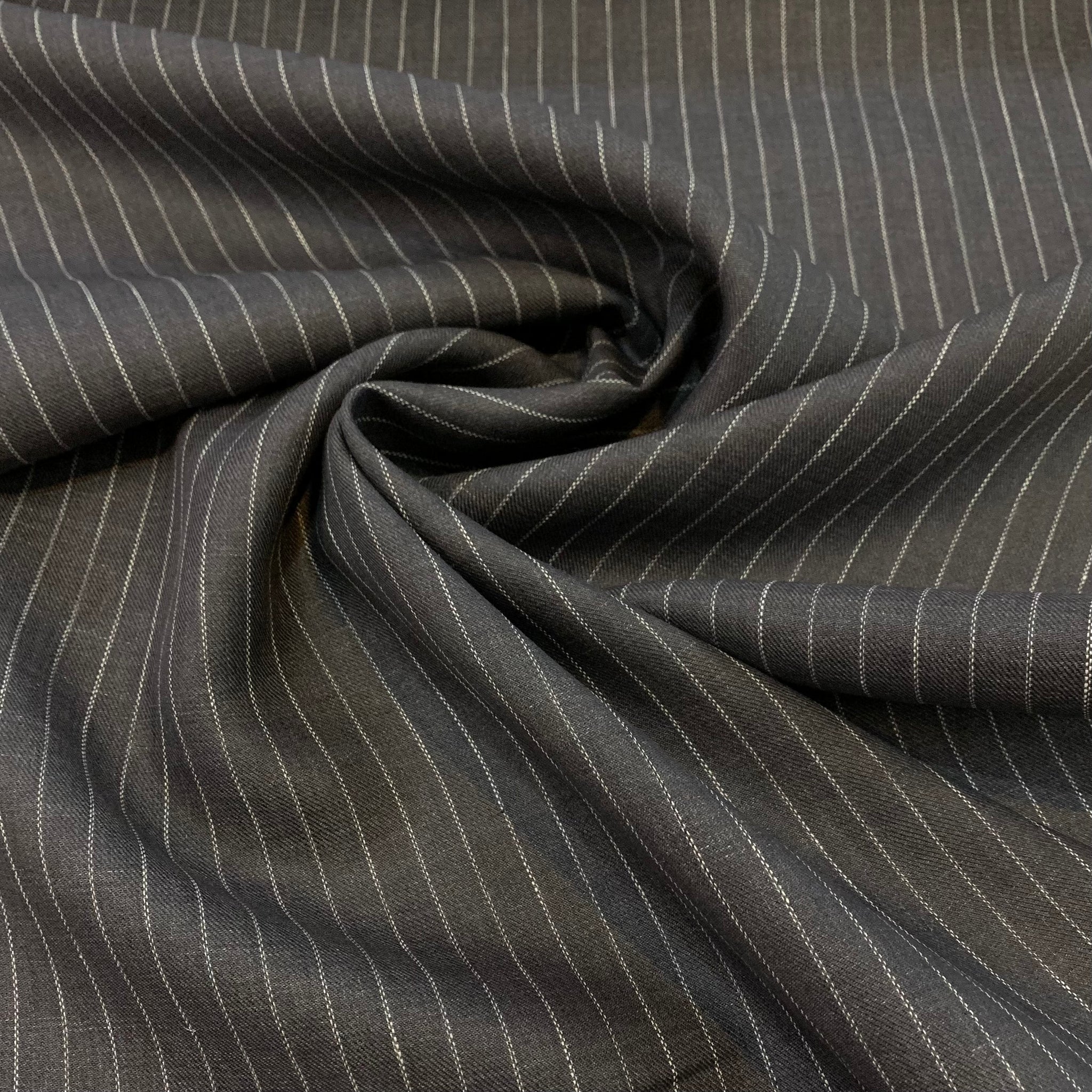 Linen Pinstripe Fabric - Grey