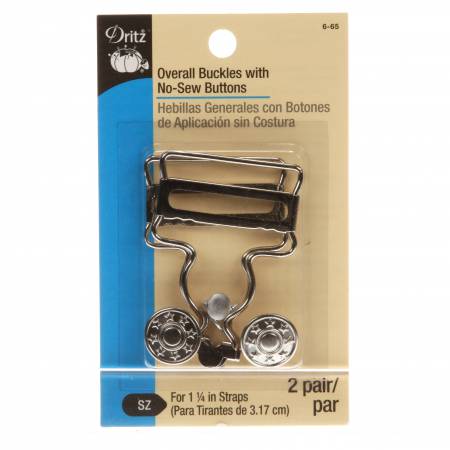 Dritz Overall Buckle With No Sew Buttons 1-1/4in Nickel