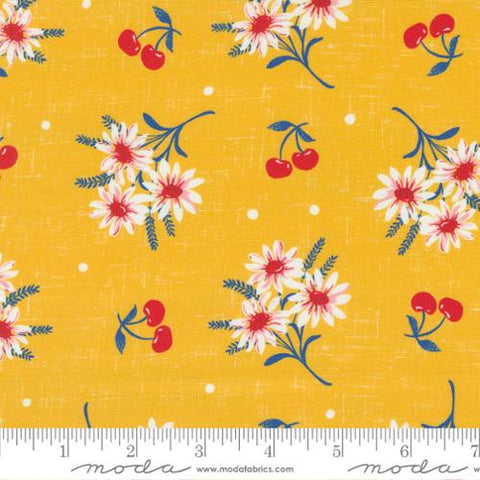 Julia Cherry Daisy Cotton Fabric - Lemon Zest 11922 21