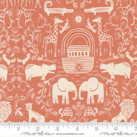 Noahs Ark Two By Two Cotton Fabric - Coral 20871 16