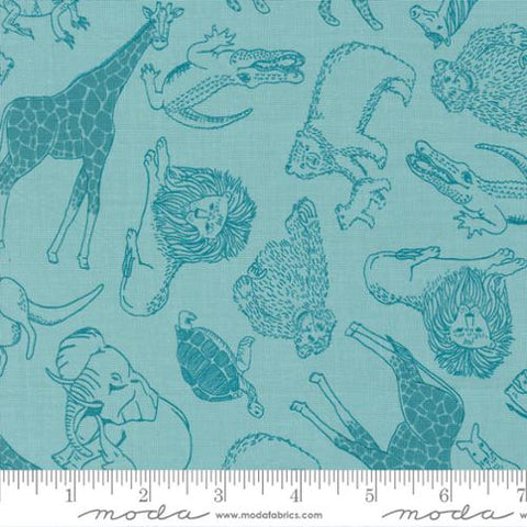 Noahs Ark Animal Toss Cotton Fabric - Sky 20872 17