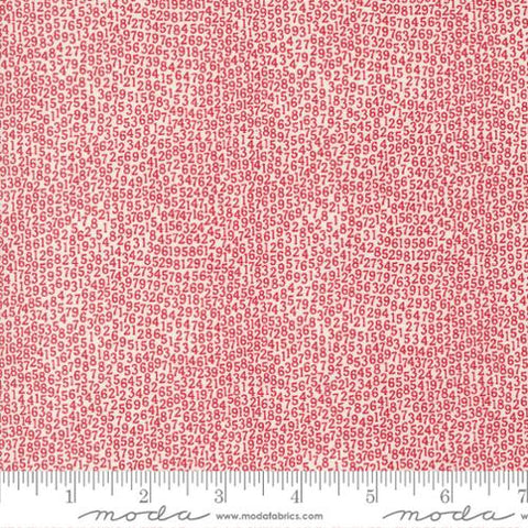 Vintage Numbers Cotton Fabric - Cream Red 55656 12