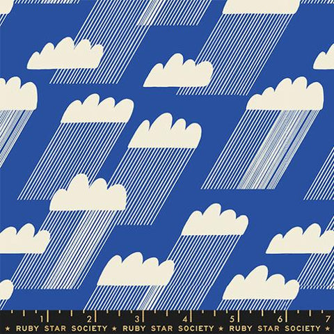 Water Rainclouds Cotton Fabric - Blue Ribbon RS5126 12