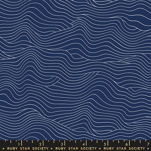 Water Wavelength Cotton Fabric - Navy RS5129 17