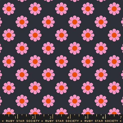 Meadow Star Honey Pie Cotton Quilting Fabric - Soft Black RS4100 16