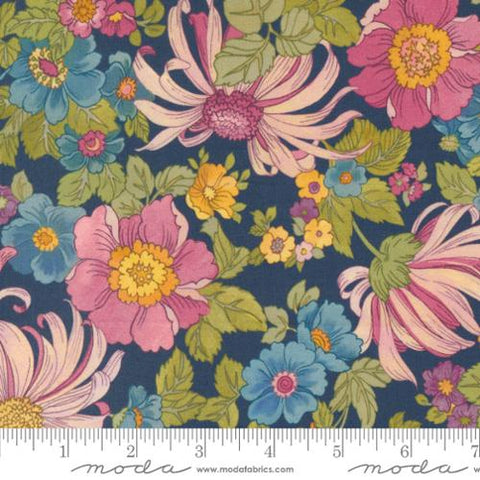 Chelsea Garden Flower Show Cotton Lawn Fabric - Navy 33740 12LW