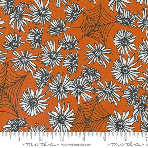 Noir Whispering Webs Cotton Fabric - Pumpkin 11541 24