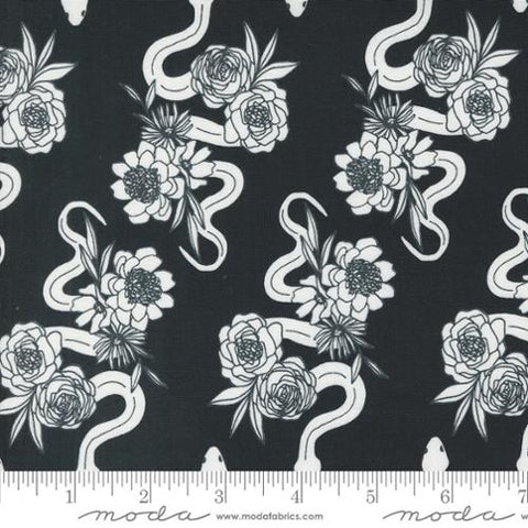 Noir Slithering Snakes Cotton Fabric - Midnight Ghost 11542 13