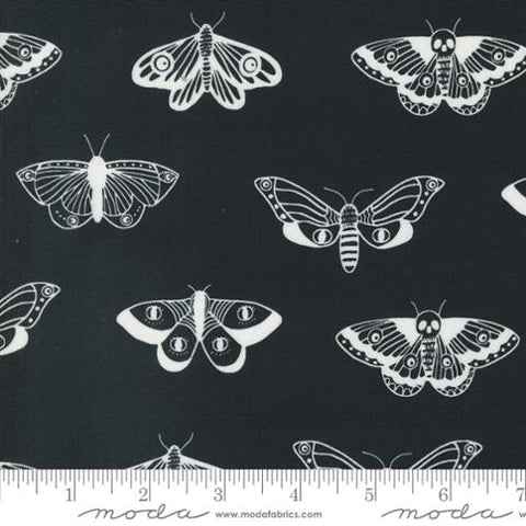 Noir Mystic Moth Cotton Fabric - Midnight Ghost 11543 23