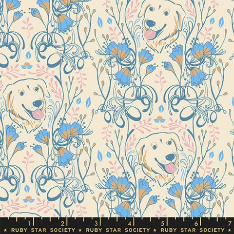 Dog Park Golden Garden Cotton Fabric - Shell RS2093 11