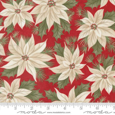 A Christmas Carol Promising Poinsettia Cotton Fabric - Crimson 44350 13