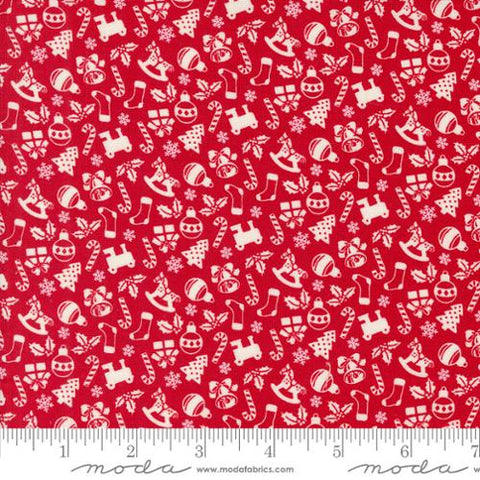 Kitty Christmas Toy Box Cotton Fabric - Berry 31202 12