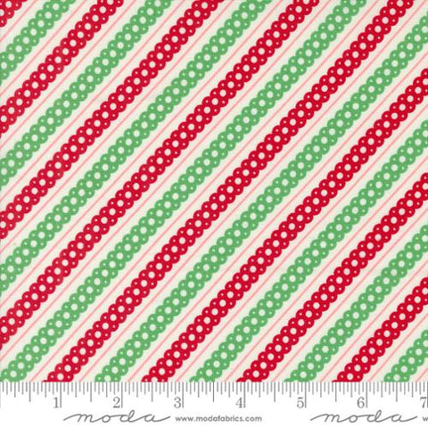 Kitty Christmas Stripe Cotton Fabric - Snow 31205 11